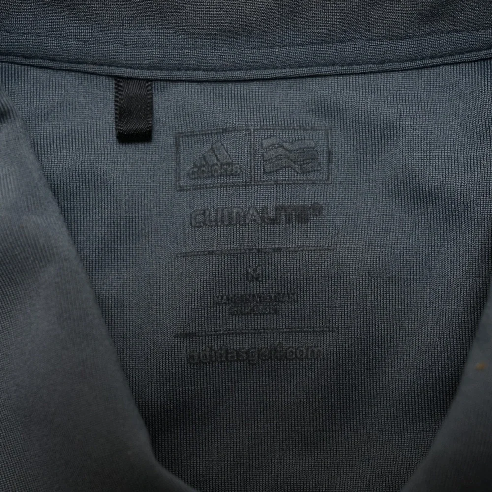 Adidas Golf Polo‎ Shirt Mens Medium Gray Climalite Striped Performance